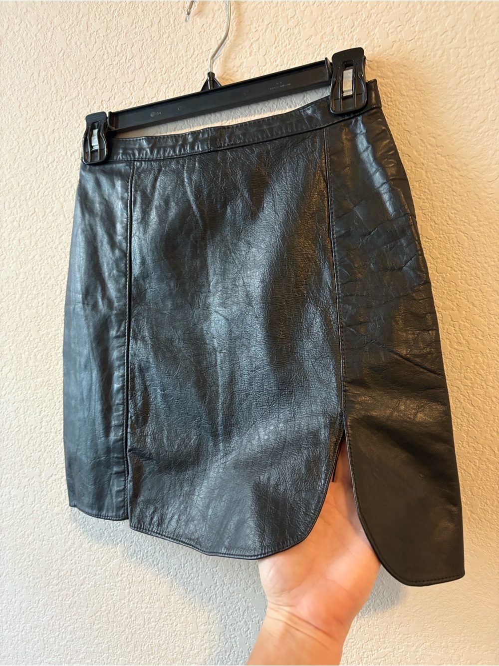Vintage Black Leather Mini Skirt